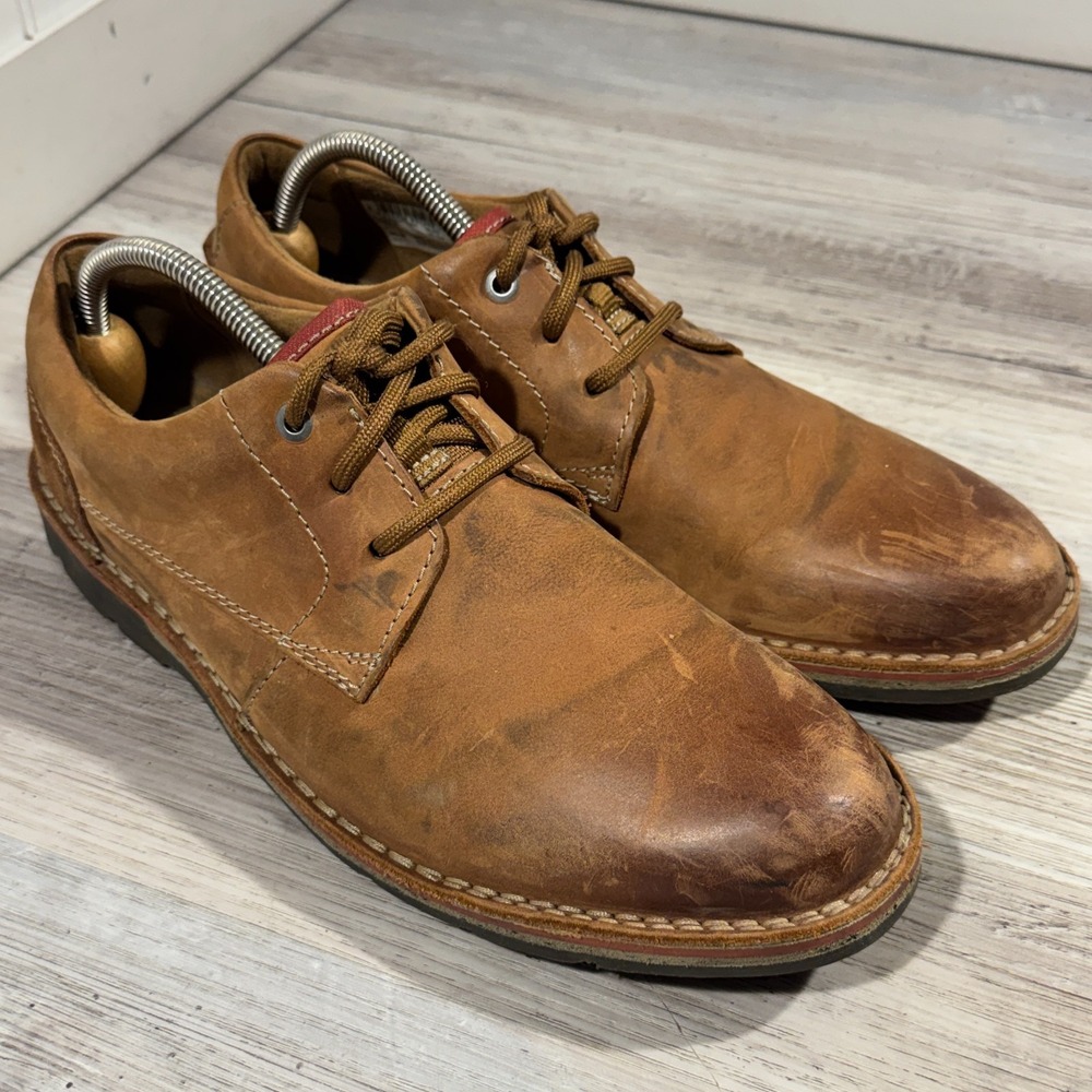 Clarks Edgewick Plain Men's Leather Oxford Shoes Size 10 Brown
